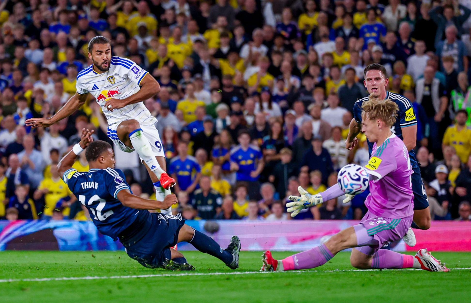 Leeds United forward Dominic Calvert-Lewin makes the score 3-0.