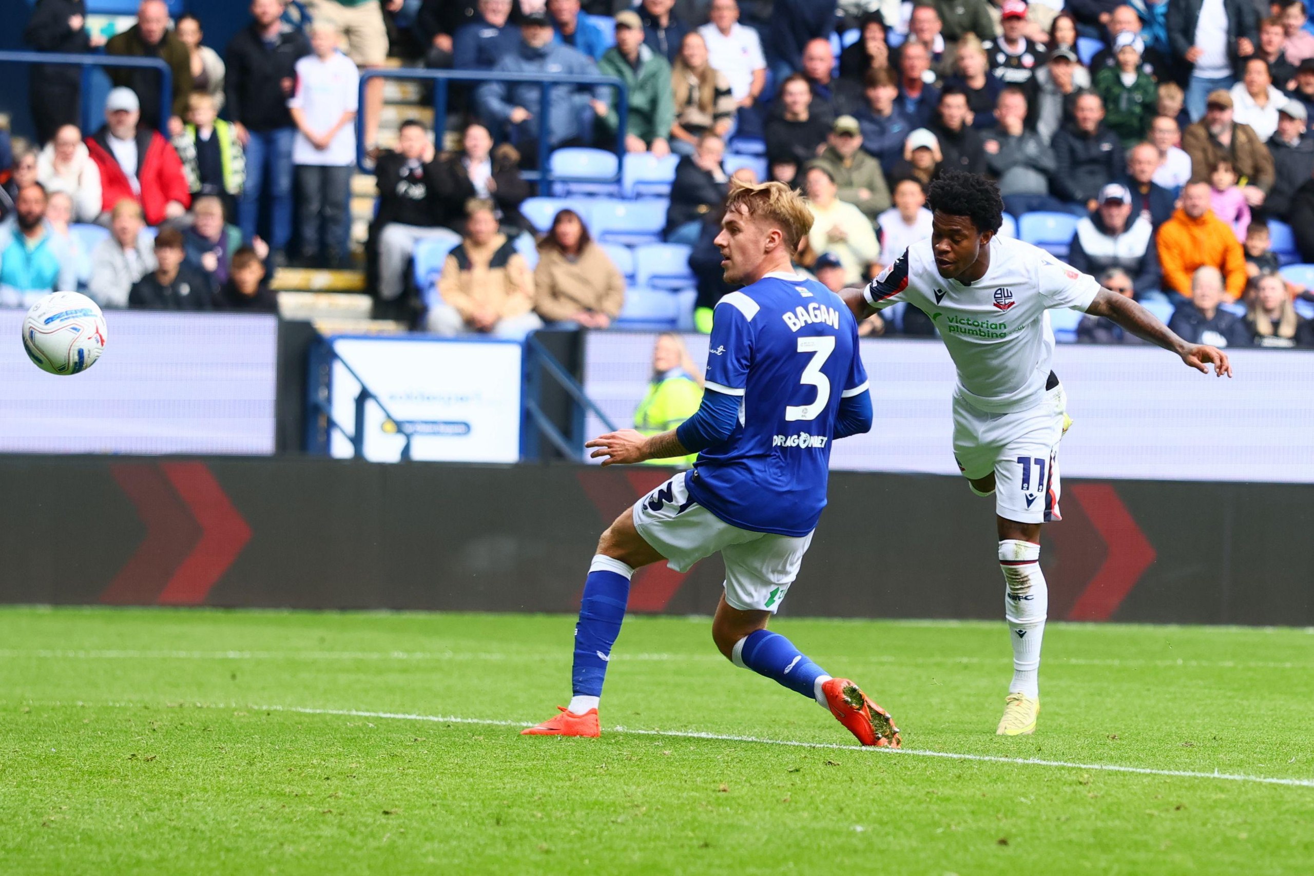 Thierry Gale heads home for a late winner for Bolton Wanderers.
