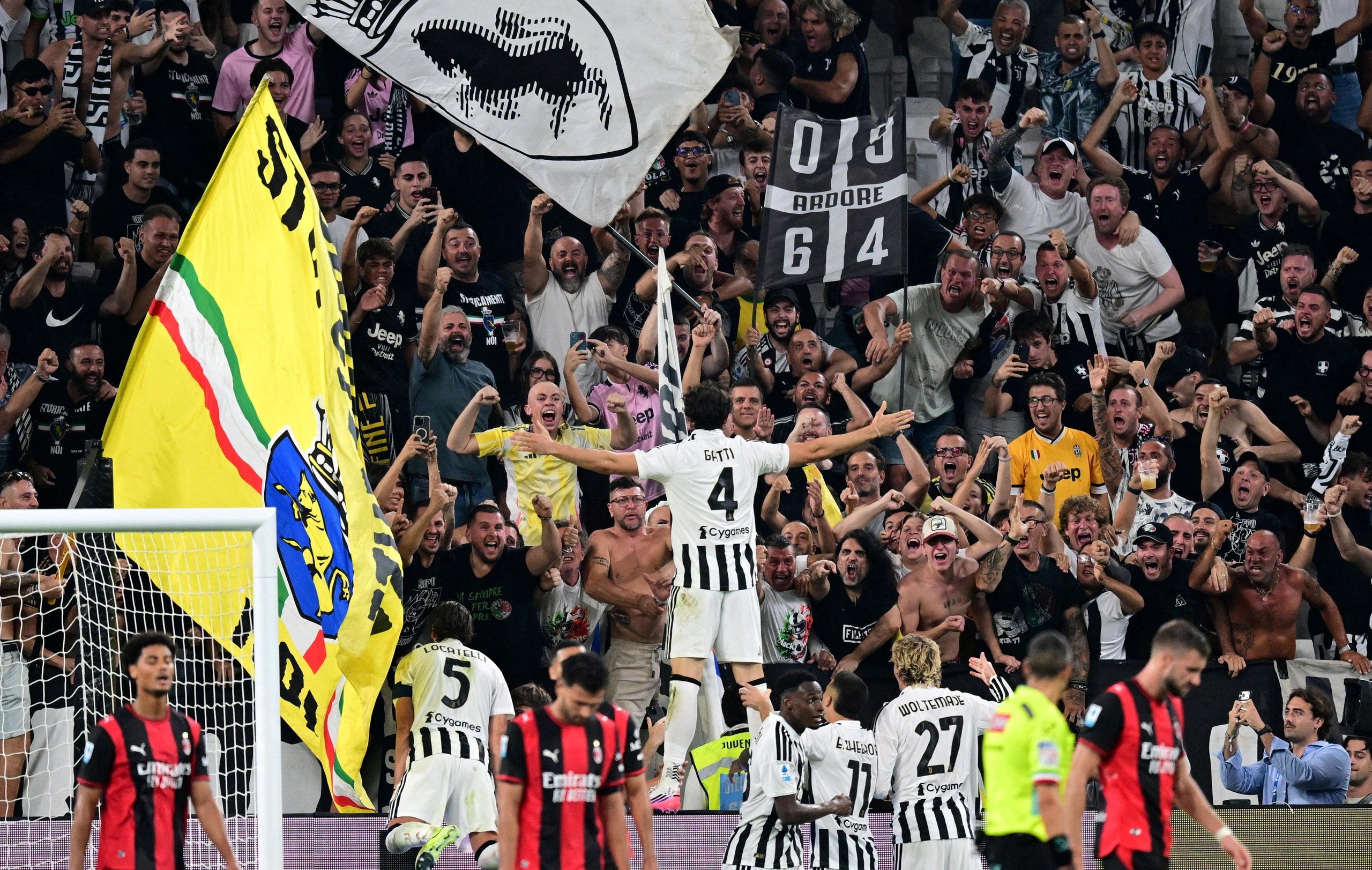 Federico Gatti celebrates scoring during the Serie A match between Juventus and Milan