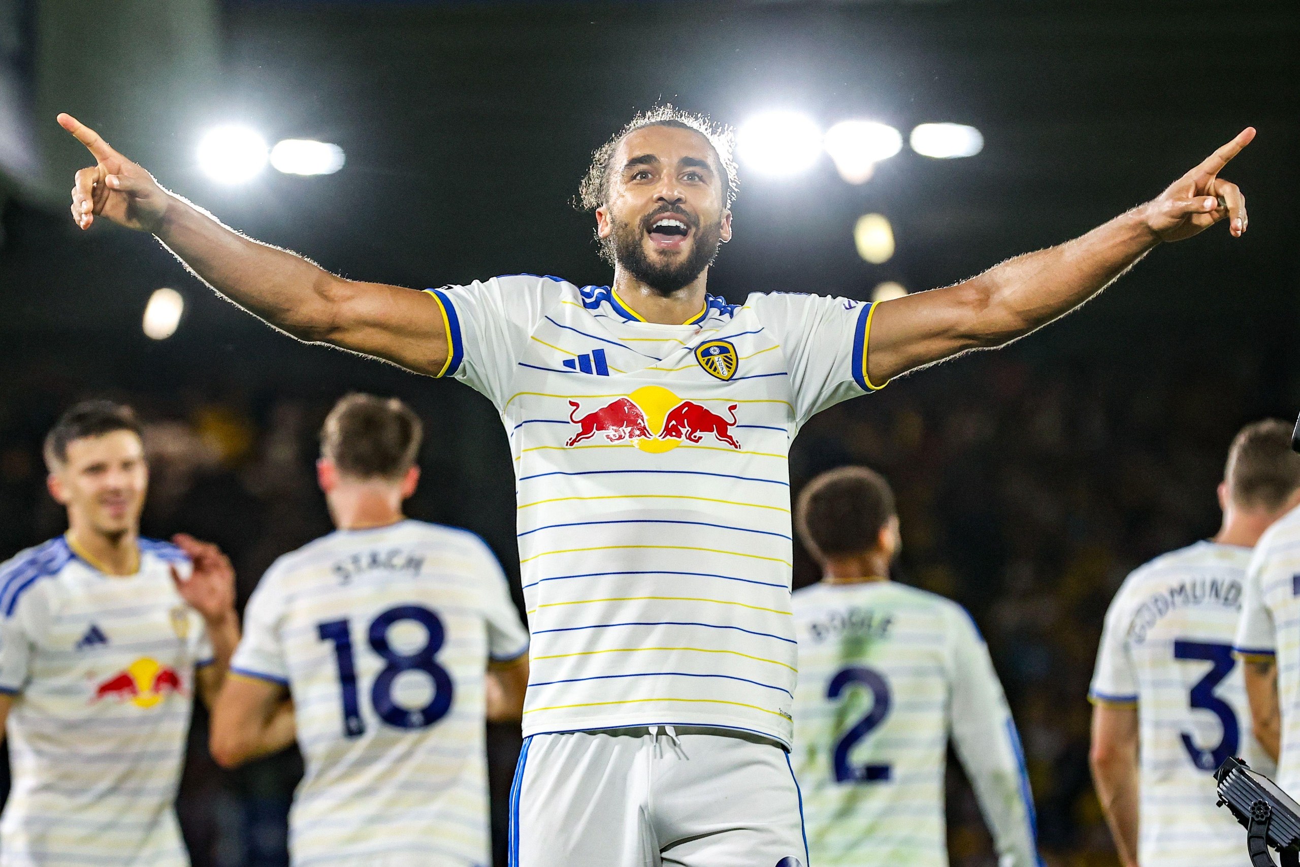 Calvert-Lewin celebrates his goal.