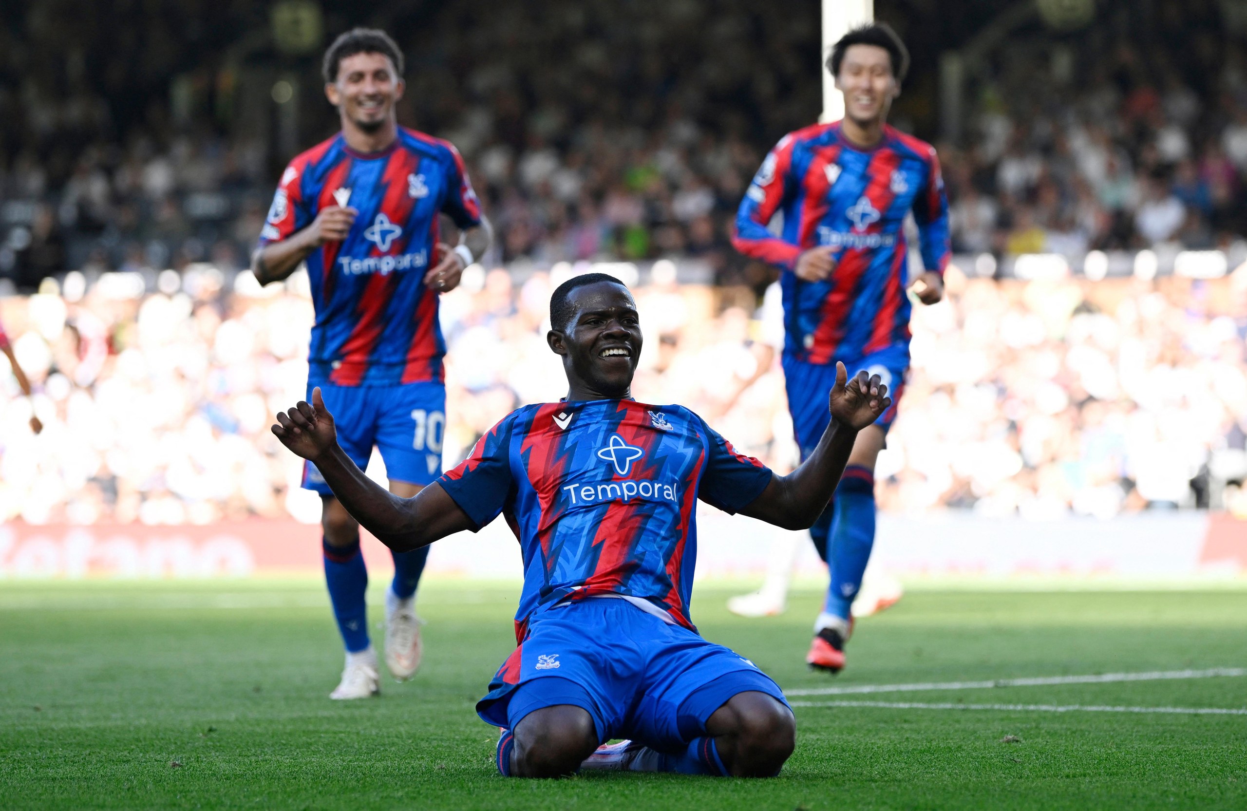 Crystal Palace's Tyrick Mitchell celebrates scoring their second goal