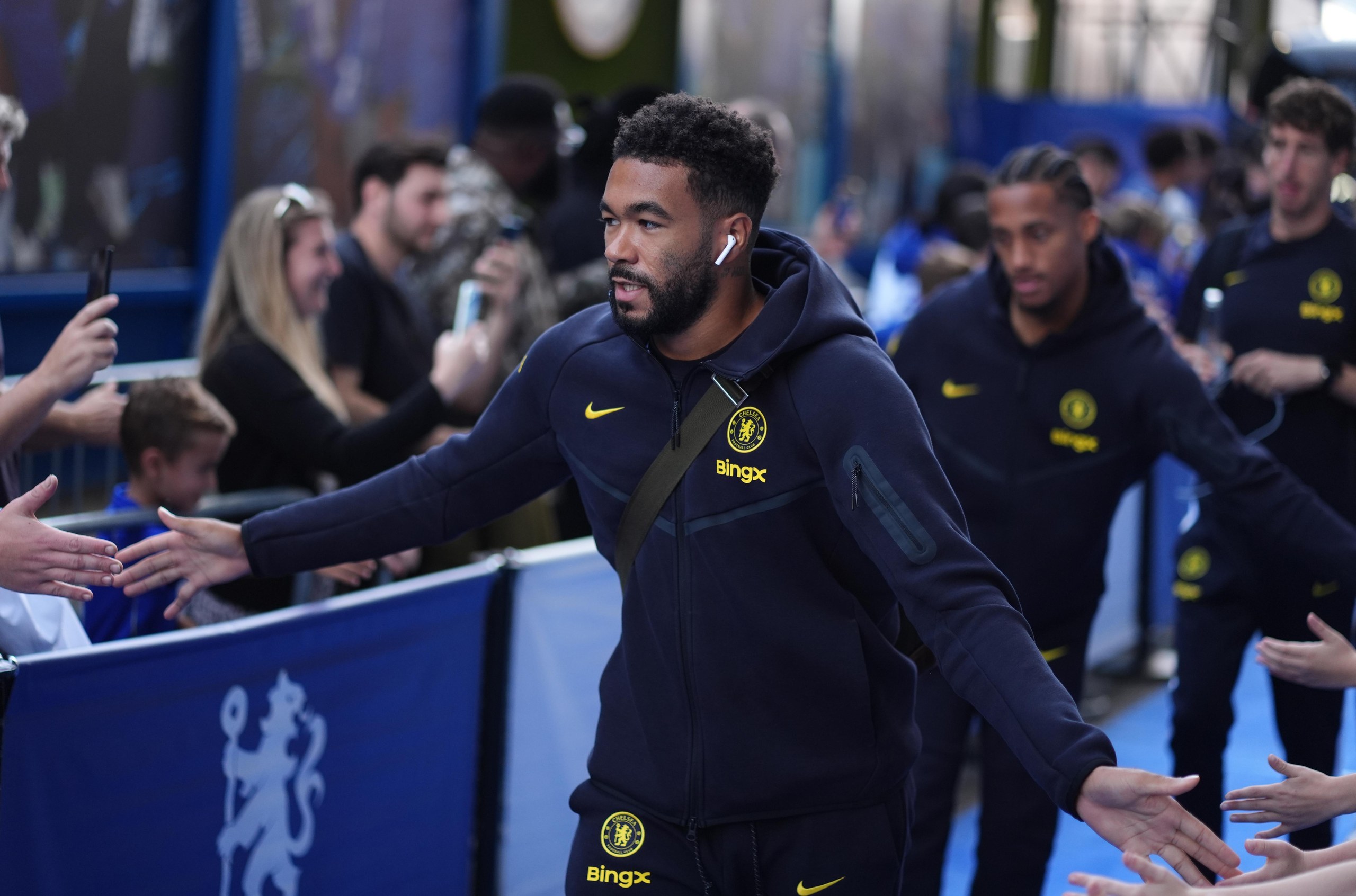 Reece James presses the flesh outside Stamford Bridge prior to Chelsea’s match against high-flying Hull City