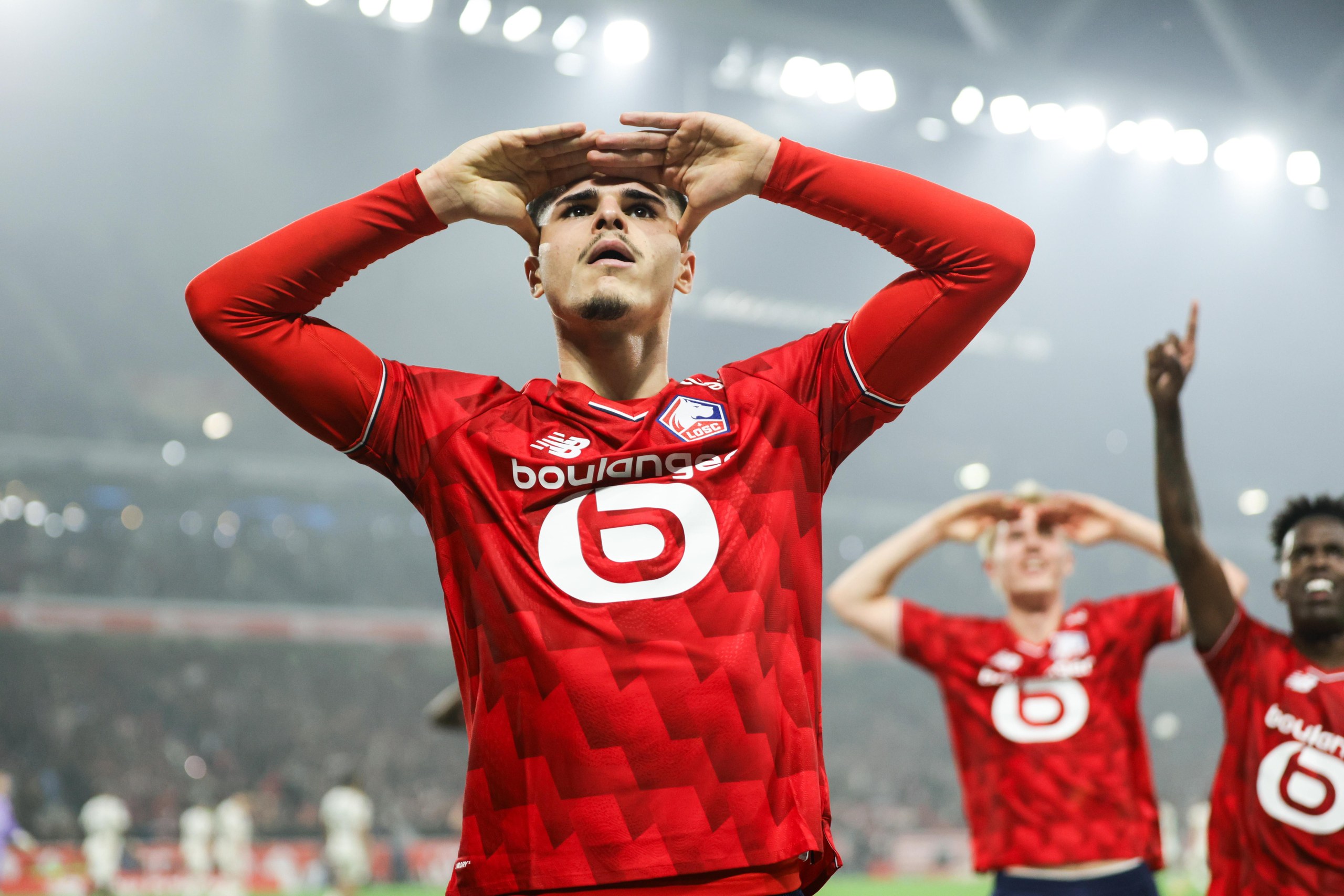 Matias Fernandez-Pardo celebrates after scoring for Lille